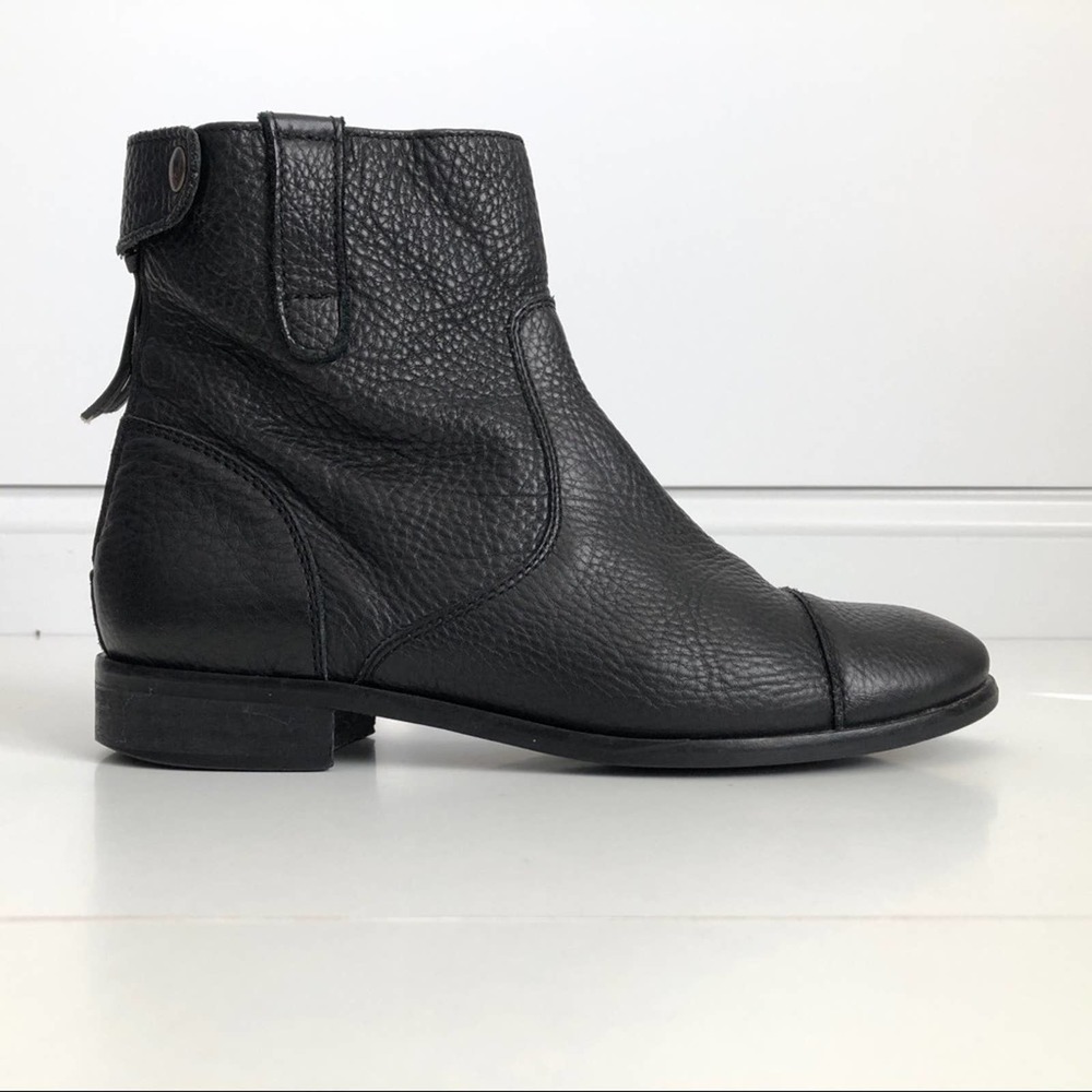J.Crew Pebble Leather Ankle Booties Size 9 Black - Picture 2 of 9